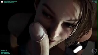 Jill chupa o pau do guarda-chuva